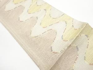 リサイクル　未使用品　姫野織物製　 紗 曲線に縞模様織出し袋帯（未仕立て）